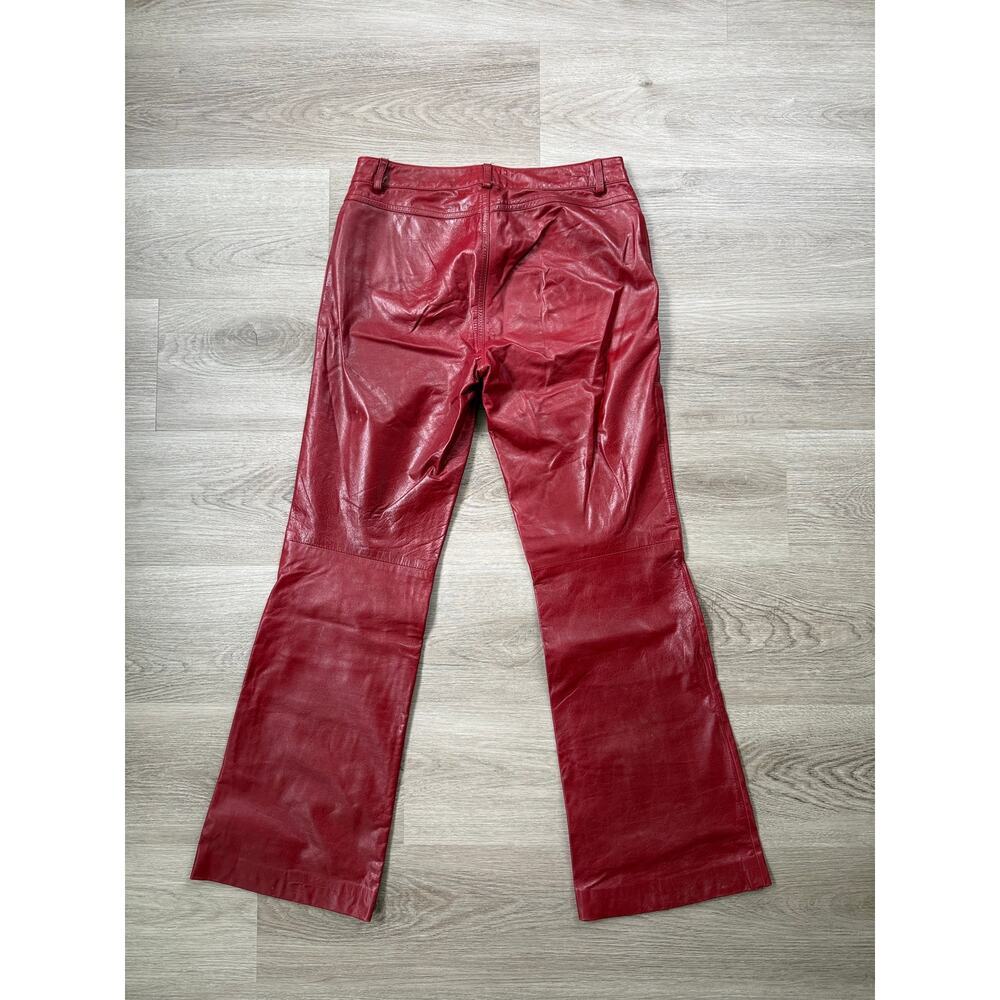 Theory Red 100% Leather Bootcut Pants Made in USA Size 4 - Picture 5 of 6
